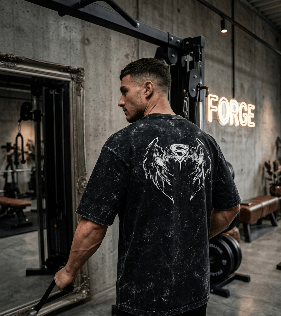 Superman Acid Washed Oversized Tee - SyntaXwear